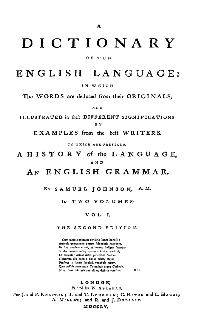 Samuel Johnson's Dictionary Second Edition